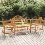 vidaXL 4-delige Loungeset massief teakhout, 4 zitplaatsen, Verzenden, Teakhout, Nieuw