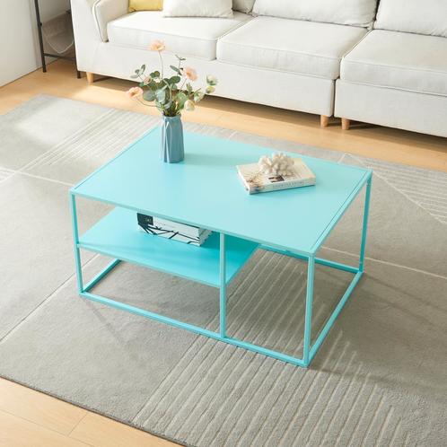 Salontafel Solund met plank 45x90x60 cm mintblauw [en.casa], Huis en Inrichting, Tafels | Salontafels, Nieuw, Verzenden