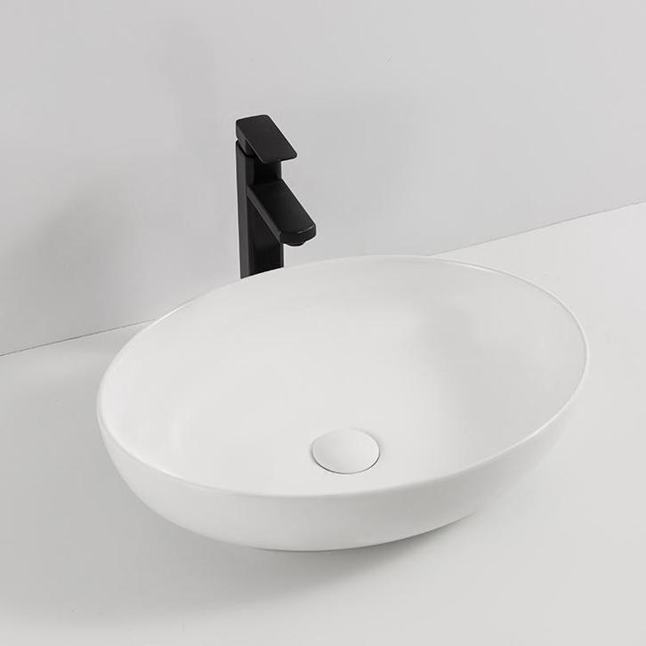 SALE - Grevo 52 - Mat wit - Waskom -  -  - Keramiek -  Ovaal, Doe-het-zelf en Verbouw, Sanitair, Nieuw, Ophalen of Verzenden