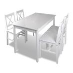 5-delige Eethoek Wit Grenenhout - OP=OP! Kopen!, Huis en Inrichting, Ophalen of Verzenden, Nieuw, Modern, 4 tot 6 stoelen