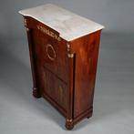 Empire secretaire abattant of klepbureau in mahonie met bron, Ophalen of Verzenden
