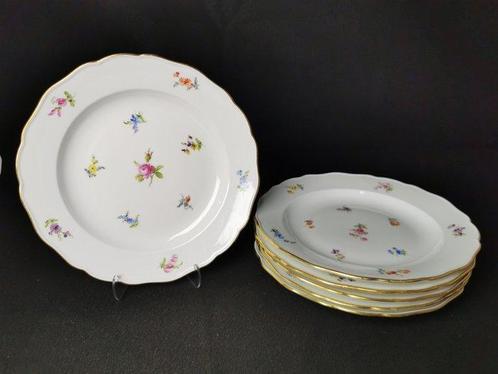Meissen - Fiori sparsi dipinto a mano - 6 piatti (D.25cm) -, Antiek en Kunst, Antiek | Glas en Kristal