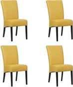 Set van 4 Gele leren landelijke eetkamerstoelen - Toledo Lee, Nieuw, Leer, Ophalen of Verzenden, Landelijk