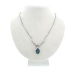 Witgouden cobra schakelcollier met triplet opaal en diama..., Gebruikt, Overige kleuren, Ophalen of Verzenden, Met edelsteen