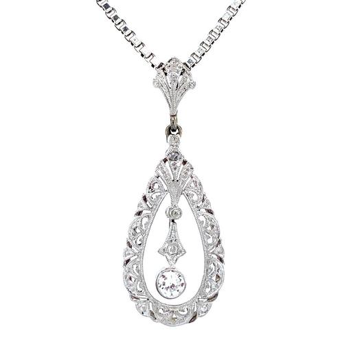 Witgouden vintage hanger met diamant 14 krt, Sieraden, Tassen en Uiterlijk, Kettinghangers, Nieuw, Ophalen of Verzenden