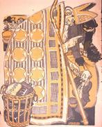 Sinterklaas in geel met staf (lijst optie, Lithos), Antiek en Kunst, Verzenden
