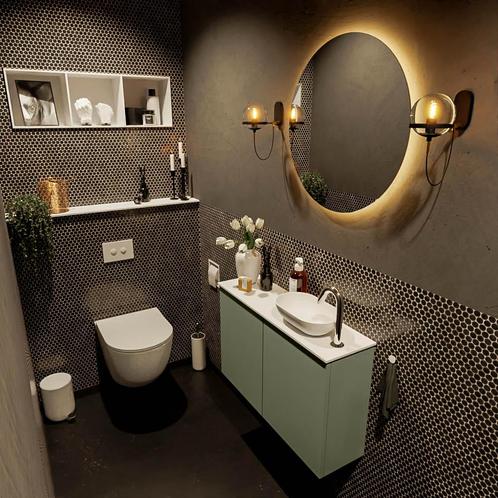 MONDIAZ FOWY toiletmeubel 80cm kleur army. Waskom positie, Doe-het-zelf en Verbouw, Sanitair, Bad, Nieuw, Ophalen of Verzenden