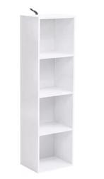 Boekenkast met 4 Vakken – Witte Houten Staande Opbergkast, Verzenden, Nieuw