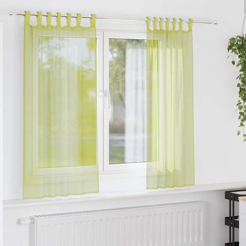 vidaXL Gordijnen voile met lipje Top 2 st Appelgroen, Huis en Inrichting, Stoffering | Gordijnen en Lamellen, Groen, Nieuw, Verzenden