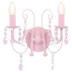Wandlamp met kralen 2 x E14 roze (Lampen, Interieur), Verzenden