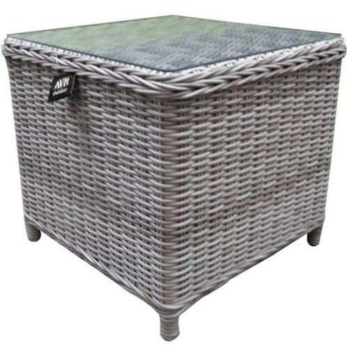 Toscane XL bijzettafel 50x50xH46 cm wit grijs, Tuin en Terras, Tuintafels, Nieuw, Wicker, Ophalen of Verzenden