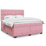 vidaXL Boxspring met matras fluweel roze 180x200 cm, Eenpersoons, Verzenden, Nieuw, 80 cm