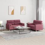 vidaXL 2-delige Loungeset met kussens stof wijnrood, Huis en Inrichting, Verzenden, Nieuw, Vierpersoons of meer, Stof