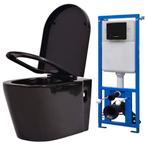 vidaXL Hangend toilet met verborgen stortbak keramiek zwart, Doe-het-zelf en Verbouw, Sanitair, Verzenden, Nieuw