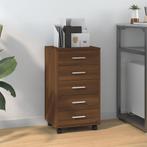 vidaXL Ladekast met wieltjes bewerkt hout bruineiken, Verzenden, Nieuw