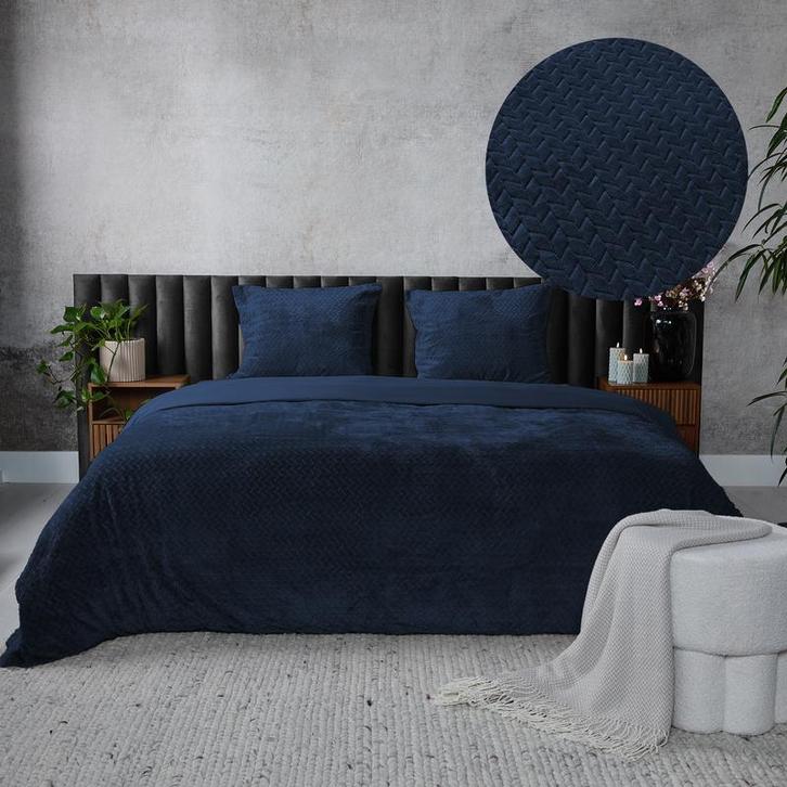 Teddy Hongaarse punt dekbedovertrek - petrolblauw - 240 x, Huis en Inrichting, Slaapkamer | Beddengoed, Nieuw, Verzenden