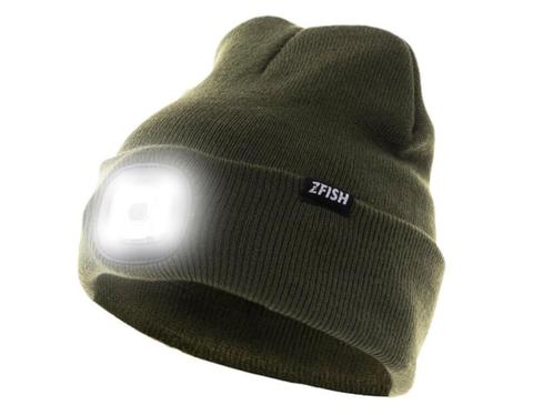 Muts / Beanie Groen + LED verlichting - Karper XL, Watersport en Boten, Hengelsport | Karpervissen, Overige typen, Nieuw, Verzenden