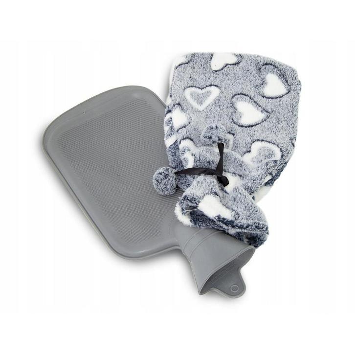 Tragar Warmwaterkruik Heart 2L – Grijs/Wit – Rubber Kruik, Huis en Inrichting, Woonaccessoires | Kussens, Ophalen of Verzenden