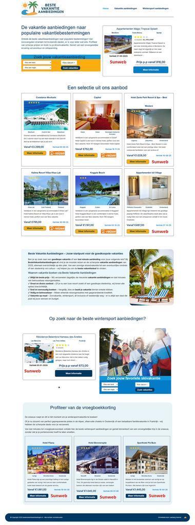 Uitgebreide vakantiesite met zonvakanties en wintersport, Zakelijke goederen, Exploitaties en Overnames