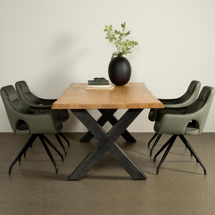 *WOONWINKEL* Tower Living Xara Boomstamtafel Acacia X-poot 2, Huis en Inrichting, Tafels | Eettafels, Nieuw, Verzenden