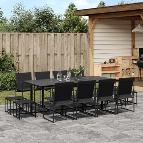 vidaXL 13-delige Tuinset textileen zwart, Tuin en Terras, Tuinsets en Loungesets, Tuinset, Nieuw, 2 zitplaatsen, Rvs, Verzenden