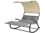 SoBuy OGS50-HG - Schommelstoel - Zonnedak en wielen - Grijs, Tuin en Terras, Verzenden, Nieuw