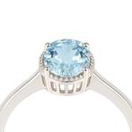 Ring - 18 karaat Witgoud - 1.05ct. tw. Aquamarijn - Diamant, Sieraden, Tassen en Uiterlijk, Ringen, Nieuw
