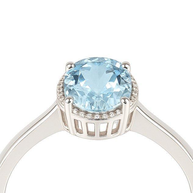 Ring - 18 karaat Witgoud - 1.05ct. tw. Aquamarijn - Diamant, Sieraden, Tassen en Uiterlijk, Ringen