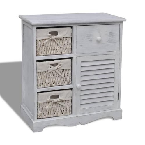 Charmante Kast met Manden - Wit Hout! Tweedekansje! OP = OP, Huis en Inrichting, Kasten | Overige, Nieuw, Ophalen of Verzenden