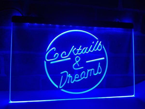 Cocktails & dreams en neon bord lamp verlichting cocktail  X, Verzamelen, Merken en Reclamevoorwerpen, Nieuw, Verzenden