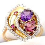 Ring - 14 karaat Geel goud - 1.55ct. tw. Gemengde edelstenen, Sieraden, Tassen en Uiterlijk, Ringen, Nieuw