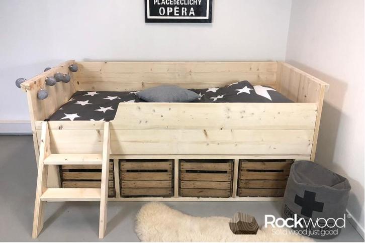 Rockwood® Kajuitbed Jasper naturel onbehandeld, Kinderen en Baby's, Kinderkamer | Bedden, Nieuw, Ophalen of Verzenden