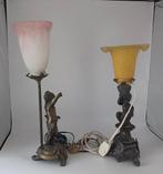 Lamp (2) - Brons - 2 bronskleurige engel-lampen, Antiek en Kunst