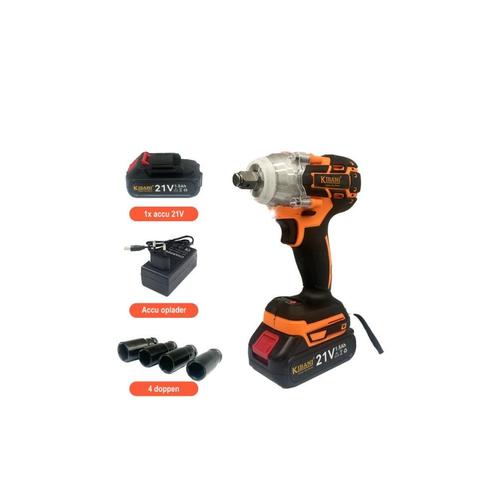 Kibani Accu Slagmoersleutel 21V - Inclusief  Accu 1500mAh En, Tuin en Terras, Hand-tuingereedschap, Nieuw