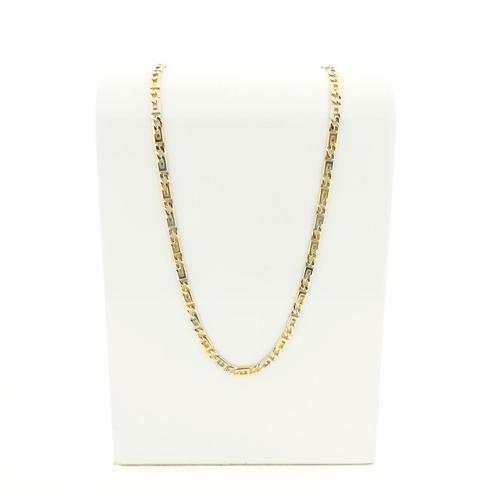 Bicolor gouden marine schakel ketting; Heren | 52,5 cm, Sieraden, Tassen en Uiterlijk, Kettingen, Overige kleuren, Gebruikt, Goud