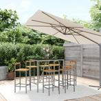 vidaXL 7-delige Tuinbarset poly rattan en massief acaciahout, Tuin en Terras, Verzenden, Nieuw, Rotan, 6 zitplaatsen