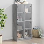vidaXL buffetkast met deuren 68x37x142 cm bewerkt hout grijs, Minder dan 50 cm, Verzenden, Nieuw, Minder dan 100 cm