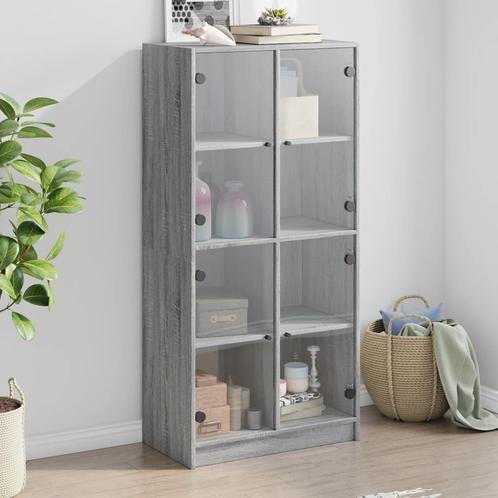 vidaXL buffetkast met deuren 68x37x142 cm bewerkt hout grijs, Huis en Inrichting, Kasten | Buffetkasten, 50 tot 75 cm, Nieuw, Overige houtsoorten