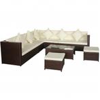 vidaXL 8-delige Loungeset met kussens poly rattan bruin, Tuin en Terras, Tuinsets en Loungesets, Nieuw, 8 zitplaatsen, Loungeset