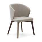 *WOONWINKEL* Kave Home Darice Stoel Massief Beukenhout Walno, Huis en Inrichting, Stoelen, Verzenden, Nieuw, Bruin, Stof