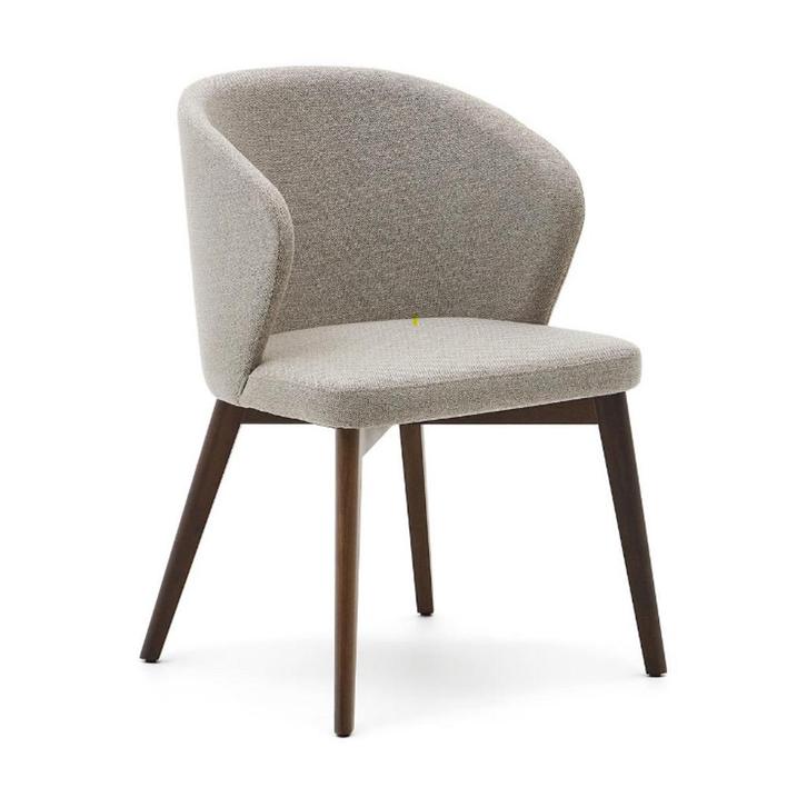 *WOONWINKEL* Kave Home Darice Stoel Massief Beukenhout Walno, Huis en Inrichting, Stoelen, Bruin, Nieuw, Stof, Verzenden