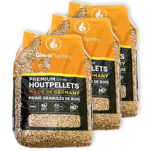 Giant Flames houtpellets 65 zakken a 15 kg, Tuin en Terras, Haardhout, Blokken, Minder dan 3 m³, Overige houtsoorten, Ophalen of Verzenden