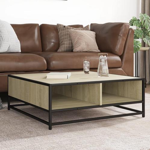 vidaXL Salontafel 80x80x30 cm bewerkt hout en metaal sonoma, Huis en Inrichting, Tafels | Salontafels, 50 tot 100 cm, Nieuw, Overige houtsoorten