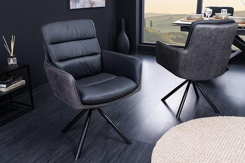 Draaibare design stoel BIG GEORGE antraciet echt leer, Huis en Inrichting, Fauteuils, Ophalen of Verzenden