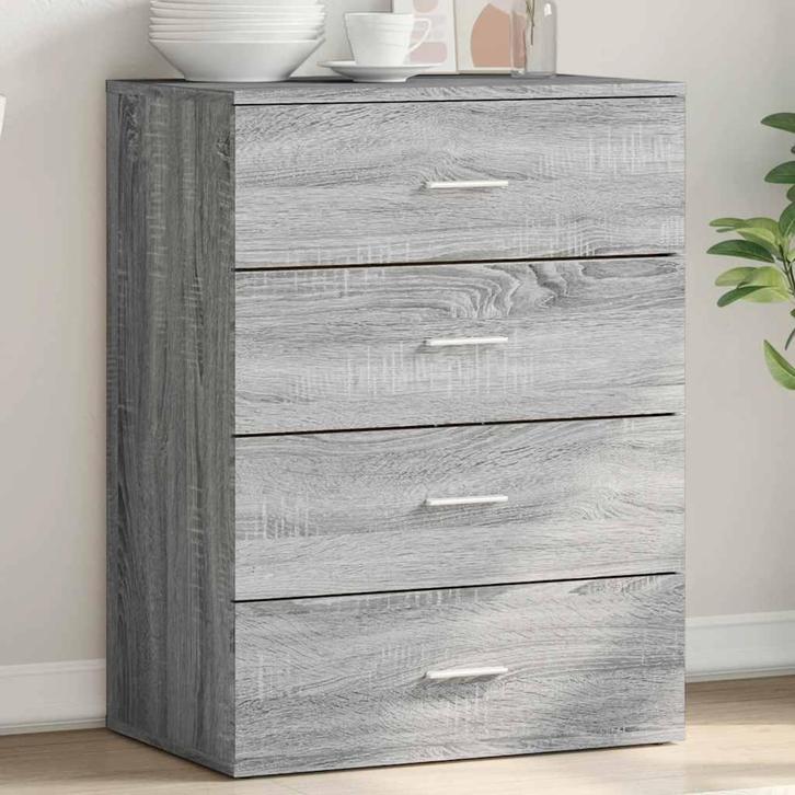 vidaXL Dressoir 60x39x80 cm bewerkt hout grijs sonoma, Huis en Inrichting, Kasten | Dressoirs, 25 tot 50 cm, Nieuw, 50 tot 100 cm