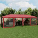 vidaXL Partytent met 12 mesh zijwanden 8x4 m HDPE rood, Verzenden, Nieuw, Partytent