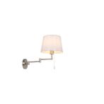Wandlamp staal met witte kap en verstelbare arm - Ladas, Nieuw, Overige materialen, Modern