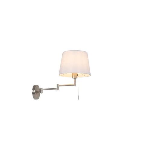 Wandlamp staal met witte kap en verstelbare arm - Ladas, Huis en Inrichting, Lampen | Wandlampen, Nieuw, Overige materialen