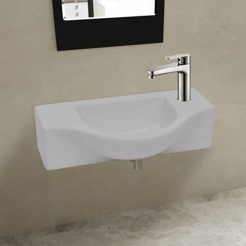 vidaXL Wastafel met kraangat wit keramiek, Doe-het-zelf en Verbouw, Sanitair, Nieuw, Verzenden