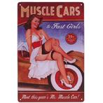 Metalen plaatje - Muscle Cars & Fast Girls NIEUW, Nieuw, Ophalen of Verzenden